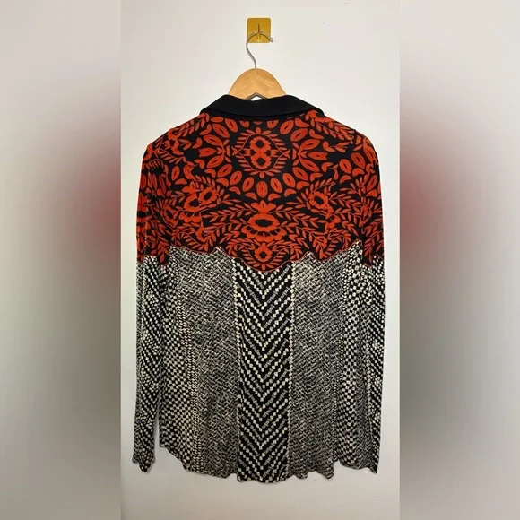 Soft Surroundings | Medium Red Black Calistoga Snap Front Long Sleeve Shirt - Picture 4 of 4